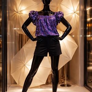 Silk! Banana Republic Blue & Purple Abstract Print Blouse! XS